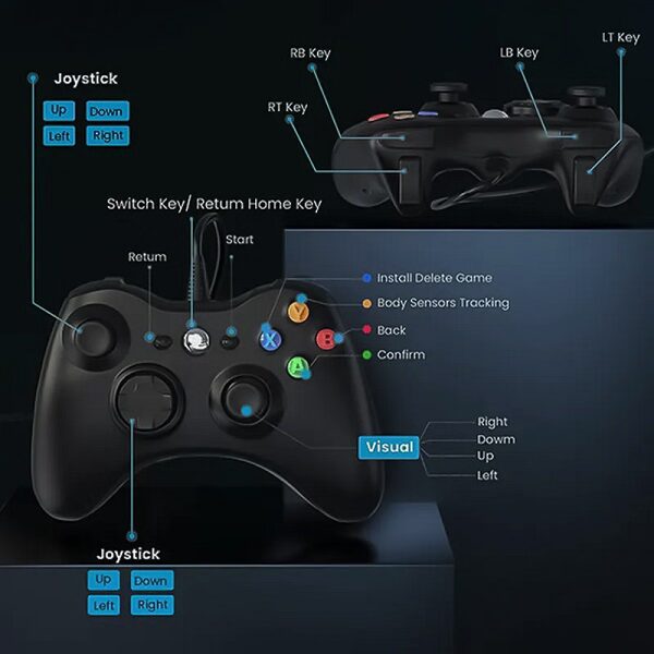 دسته بازی ایکس باکس سیم دار Microsoft Xbox 360